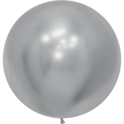 Balon latex Jumbo Argintiu Cromat, rotund, 90 cm, cod culoare #105