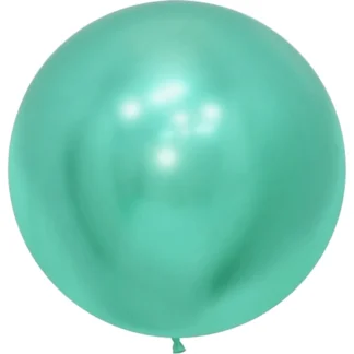 Balon latex Jumbo Turcoaz Cromat, rotund, 90 cm, cod culoare #111