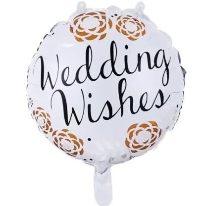 Balon folie Wedding Wishes, rotund, 45 cm