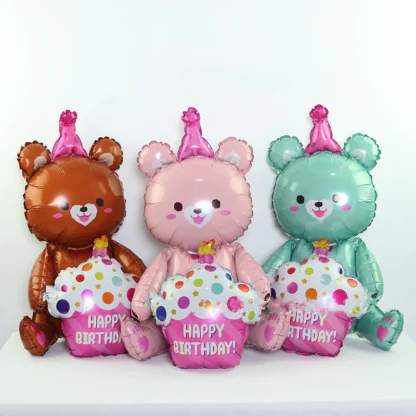 Balon folie figurina Ursulet cu briosa, 97 cm