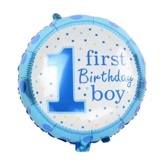 Balon folie 1'st Birthday Boy, rotund, 45 cm