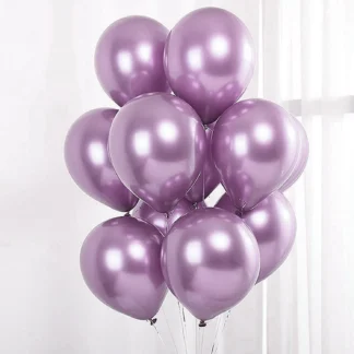 Set 10 baloane latex, Lila inchis, cromate, de 30 cm
