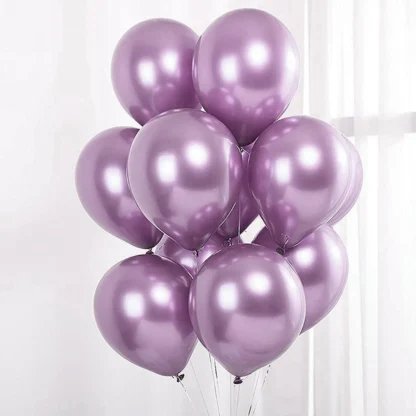 Set 10 baloane latex, Lila inchis, cromate, de 30 cm