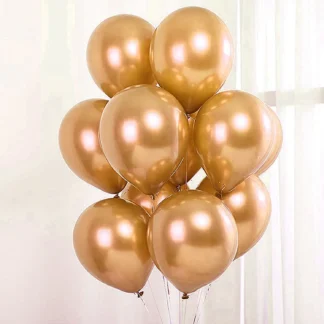 Set 10 baloane latex, Rose gold inchis, cromate, de 30 cm, cod culoare #122