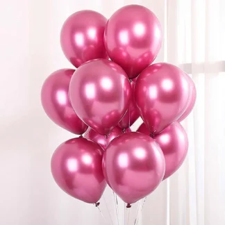 Set 10 baloane latex, Rose Red, cromate, de 30 cm, cod culoare #107