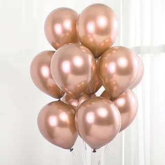 Set 10 baloane latex, Rose Gold, cromate, de 30 cm, cod culoare #112