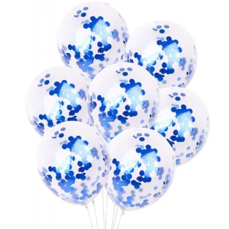 Set 10 baloane Confetti, Albastru Inchis, de 30 cm