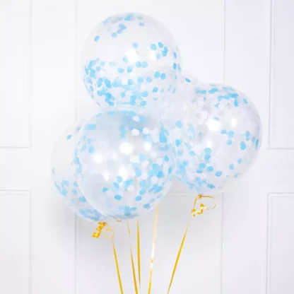 Set 10 baloane Confetti, Albastru Deschis, de 30 cm