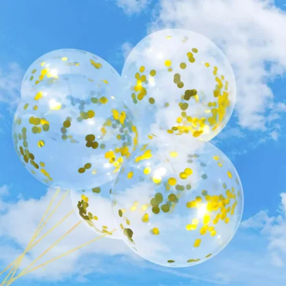 Set 10 baloane Confetti, Auriu, de 30 cm - imagine 3