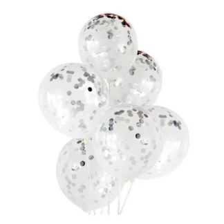 Set 10 baloane Confetti, Argintiu, de 30 cm