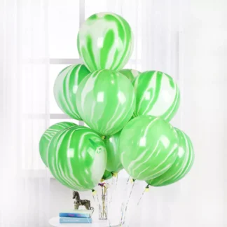 Set 10 baloane latex marmorate, Verde, 36 cm
