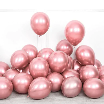 Set 10 baloane latex, Rose Gold 2, cromate, de 12 cm, cod culoare #112