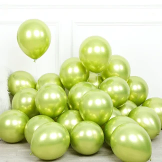 Set 10 baloane latex, Verde Deschis, cromate, de 12 cm, cod culoare #109