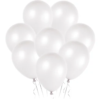 Set 10 baloane latex, Alb, perlate, de 30 cm, cod culoare #079