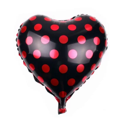 Baloane in forma de inimioara cu buline, 45 cm - imagine 3