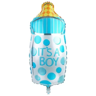 Balon in forma de biberon, It's a boy, 43 cm, albastru