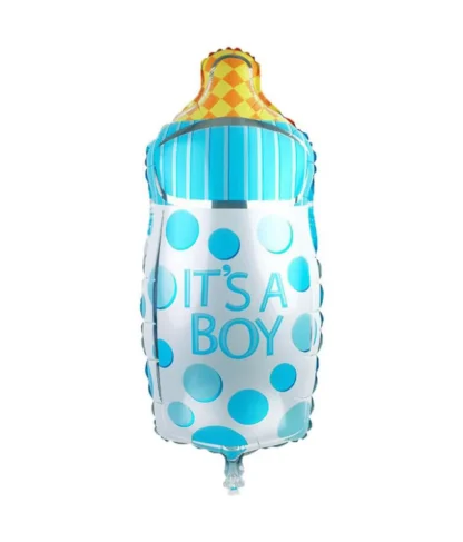 Balon in forma de biberon, It's a boy, 43 cm, albastru