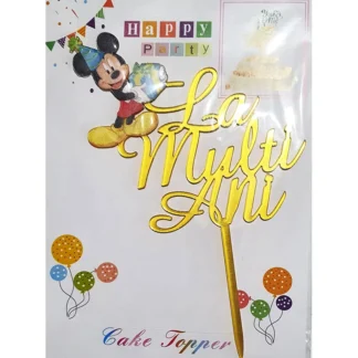 Topper tort cu mesaj La Multi Ani, auriu