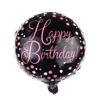 Balon cu mesaj Happy Birthday, rotund, 45 cm