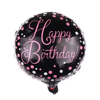 Balon cu mesaj Happy Birthday, rotund, 45 cm