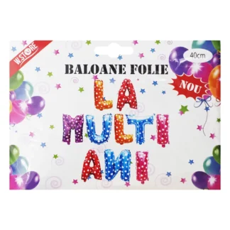 Set aranjament baloane litere La Multi Ani, multicolor cu stelute