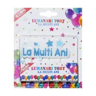 Lumanare tort La Multi Ani, albastru