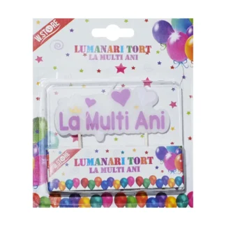 Lumanare tort La Multi Ani, roz