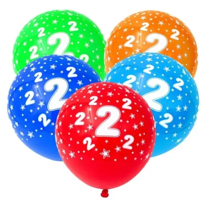 Set 4 baloane latex cu cifre 0-9, 30 cm, multicolore - imagine 5