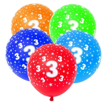 Set 4 baloane latex cu cifre 0-9, 30 cm, multicolore - imagine 6