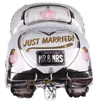 Balon in forma de masina, cu mesaj Just Married, 60 cm