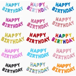 Set aranjament baloane litere Happy Birthday, 13 baloane