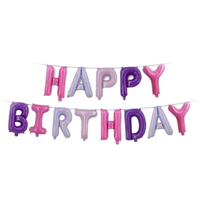 Set aranjament baloane litere Happy Birthday, 13 baloane - imagine 6