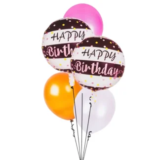 Set aranjament 5 baloane folie si latex Happy Birthday