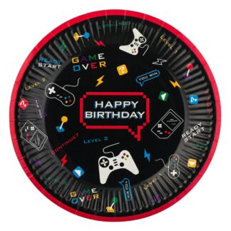 Set 6 farfurii Happy Birthday, Game Party, 18 cm
