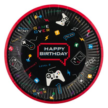 Set 6 farfurii Happy Birthday, Game Party, 18 cm