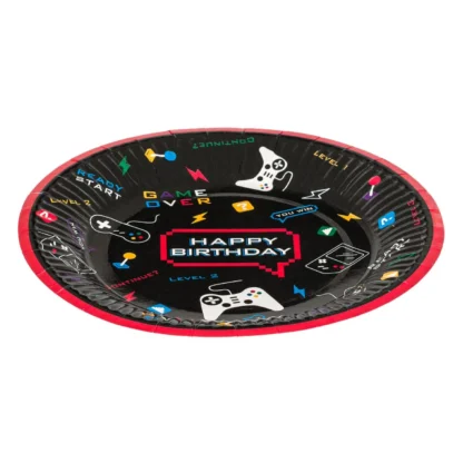 Set 6 farfurii Happy Birthday, Game Party, 18 cm - imagine 2