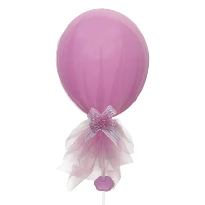 Balon petrecere botez cu suport, tul si funda, 35 cm - imagine 2