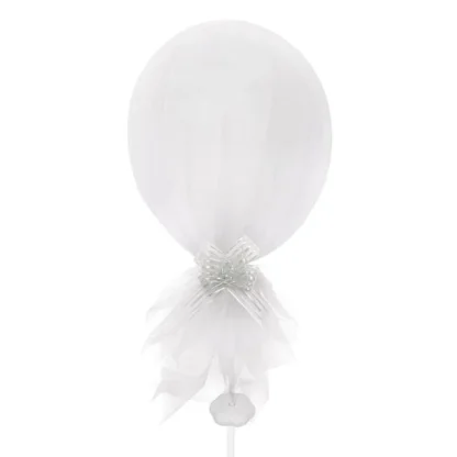 Balon petrecere botez cu suport, tul si funda, 35 cm - imagine 3