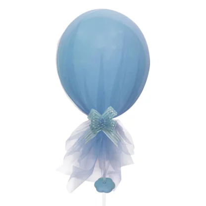 Balon petrecere botez cu suport, tul si funda, 35 cm - imagine 4