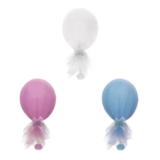 Balon petrecere botez cu suport, tul si funda, 35 cm