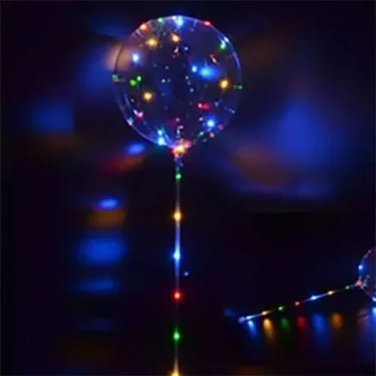 Balon bobo cu leduri multicolore, transparent, 45 cm - imagine 2
