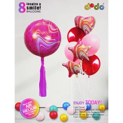 Set aranjament 10 baloane folie si latex, agate roz - imagine 2