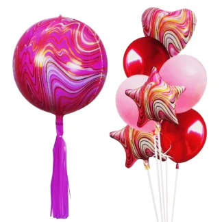 Set aranjament 10 baloane folie si latex, agate roz