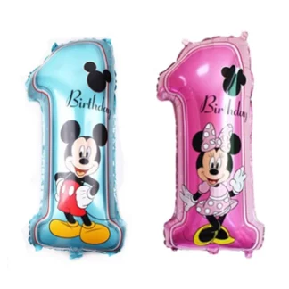 Baloane folie Cifra 1 cu Mickey Mouse / Minnie, 70 cm