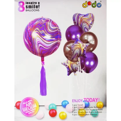 Set aranjament 8 baloane folie si latex, agate mov - imagine 2