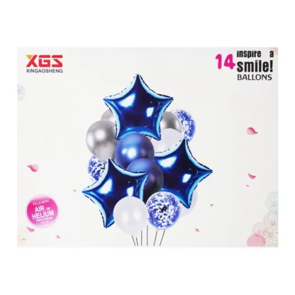 Set aranjament 14 baloane folie si latex, albastru - imagine 2