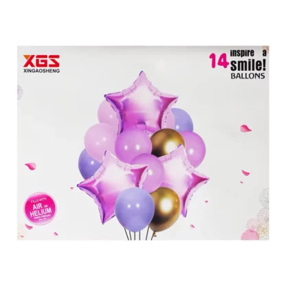 Set aranjament 15 baloane folie si latex, mov deschis - imagine 2