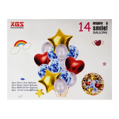 Set aranjament 14 baloane folie si latex, multicolor - imagine 2