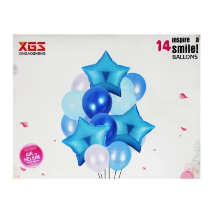 Set aranjament 14 baloane folie si latex, albastru deschis - imagine 2
