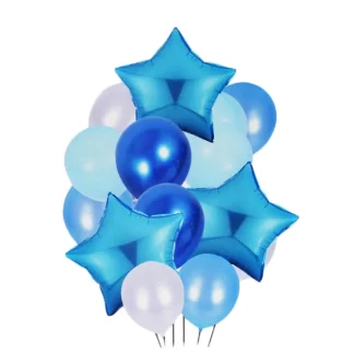 Set aranjament 14 baloane folie si latex, albastru deschis